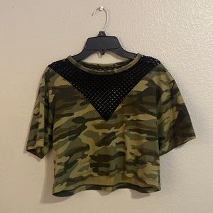 Camo/mesh forever 21 crop top